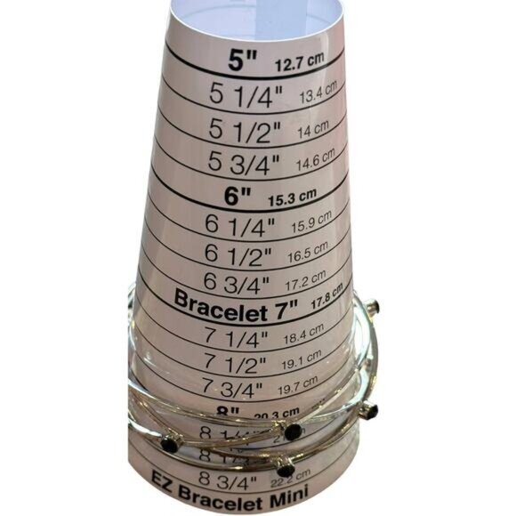 Silver Tone Intertwined Bracelet With Black Stone Accents - Picture 2 of 5